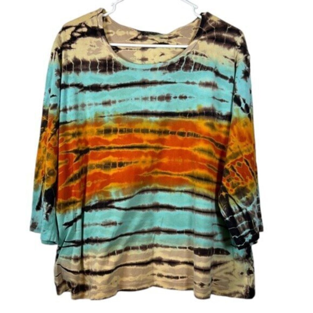 TRYST by Matthew Gorgeous Tie Dye 3/4 Sleeve Shirt Size 2X EUC #VEG-0123